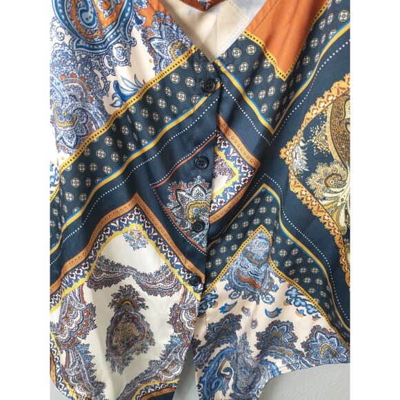 H&M Boho Paisley Patchwork TieFront TankTop Women’s Size4 Small AdjustableStraps - Picture 4 of 10